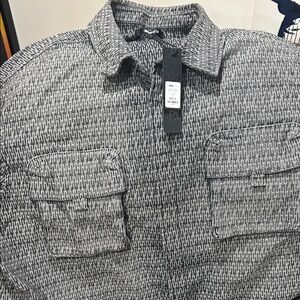 Nova Men Gray Patterned Button-Up Shirt. Heavyweight!!!